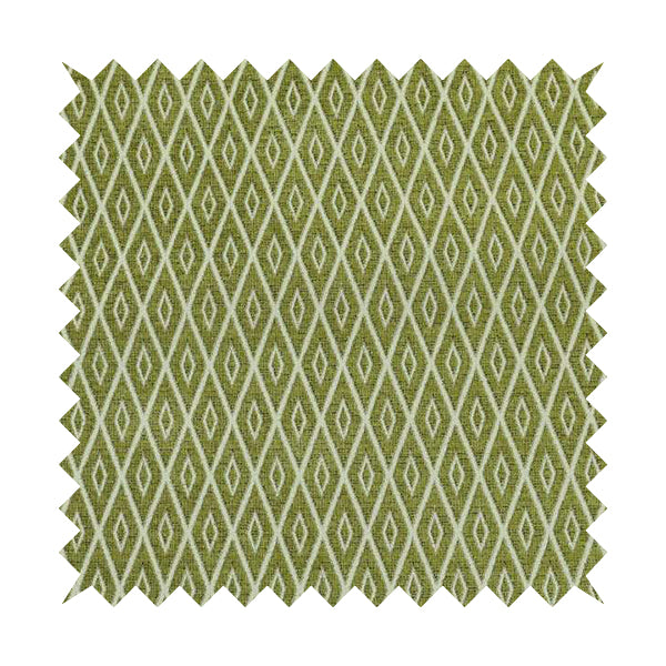 Geometric Diamond Stripe Pattern In Green Colour Chenille Upholstery Fabric JO-711 - Made To Measure Curtains