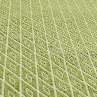 Geometric Diamond Stripe Pattern In Green Colour Chenille Upholstery Fabric JO-711 - Roman Blinds