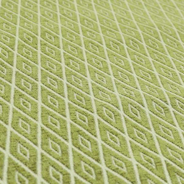 Geometric Diamond Stripe Pattern In Green Colour Chenille Upholstery Fabric JO-711 - Made To Measure Curtains