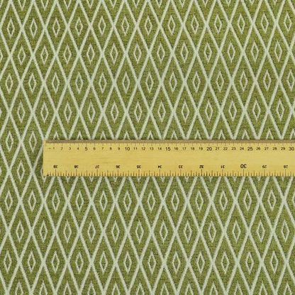 Geometric Diamond Stripe Pattern In Green Colour Chenille Upholstery Fabric JO-711 - Made To Measure Curtains