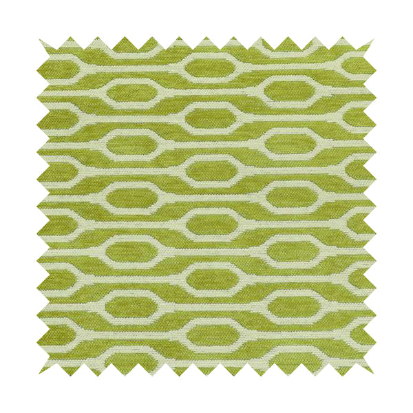 Eye Lid Geometric Pattern In Green Colour Soft Chenille Upholstery Fabric JO-712 - Made To Measure Curtains