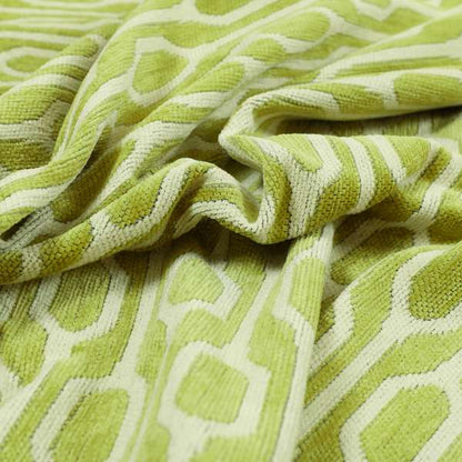 Eye Lid Geometric Pattern In Green Colour Soft Chenille Upholstery Fabric JO-712 - Roman Blinds