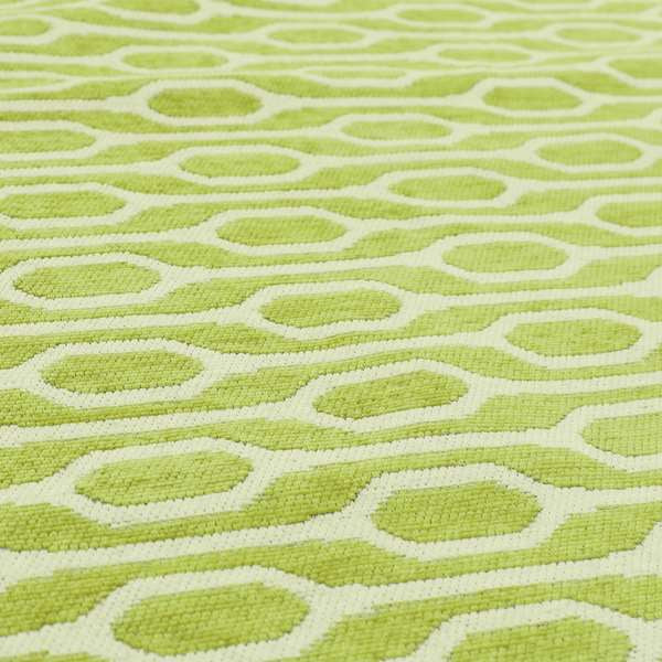 Eye Lid Geometric Pattern In Green Colour Soft Chenille Upholstery Fabric JO-712 - Made To Measure Curtains