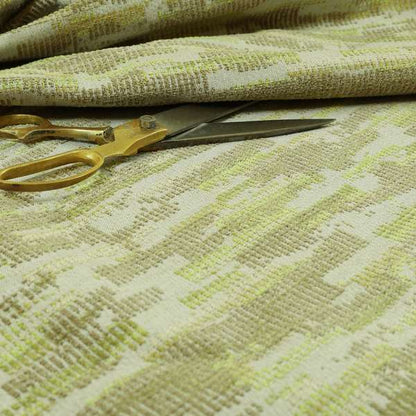 Modern Abstract Semi Plain Pattern In Green Colour Chenille Upholstery Fabric JO-713