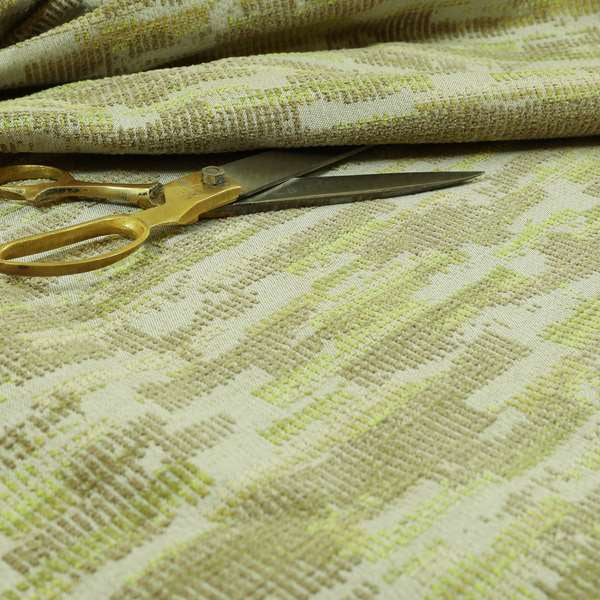 Modern Abstract Semi Plain Pattern In Green Colour Chenille Upholstery Fabric JO-713 - Made To Measure Curtains