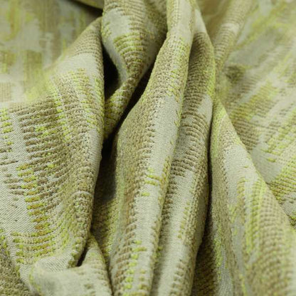 Modern Abstract Semi Plain Pattern In Green Colour Chenille Upholstery Fabric JO-713 - Made To Measure Curtains