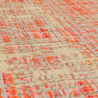 Abstract Pattern In Red Orange Grey Colour Velvet Upholstery Fabric JO-718 - Roman Blinds