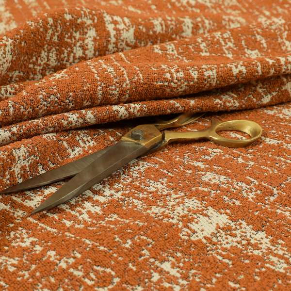 Semi Plain Pattern In Orange Colour Chenille Upholstery Fabric JO-720