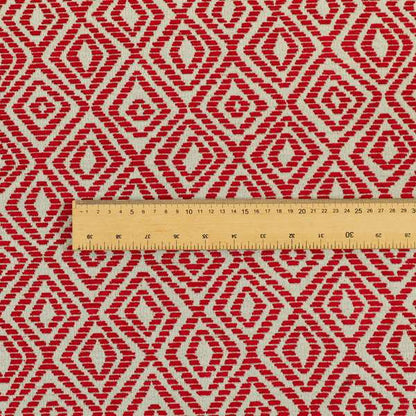 Geometric Diamond Modern Pattern In Red Colour Chenille Upholstery Fabric JO-721 - Roman Blinds