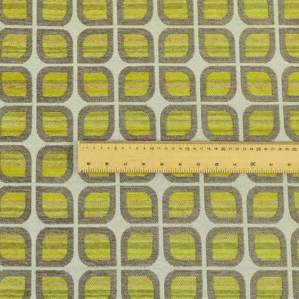 Modern Geometric Pattern In Grey Green Colour Chenille Upholstery Fabric JO-722 - Roman Blinds