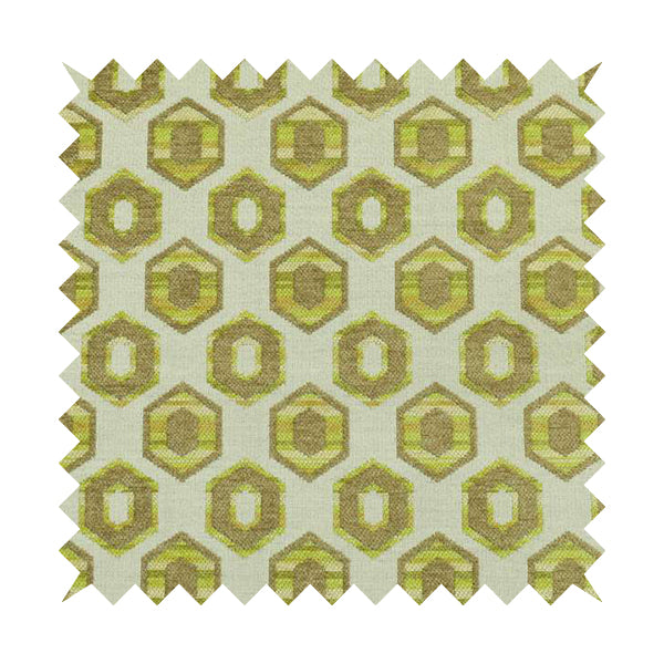 Modern Geometric Hexagon Pattern In Grey Green Colour Chenille Upholstery Fabric JO-723 - Roman Blinds