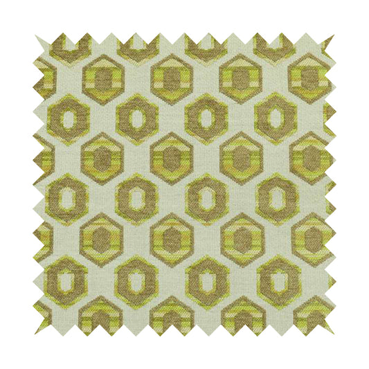 Modern Geometric Hexagon Pattern In Grey Green Colour Chenille Upholstery Fabric JO-723