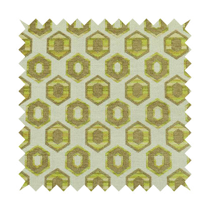 Modern Geometric Hexagon Pattern In Grey Green Colour Chenille Upholstery Fabric JO-723 - Made To Measure Curtains