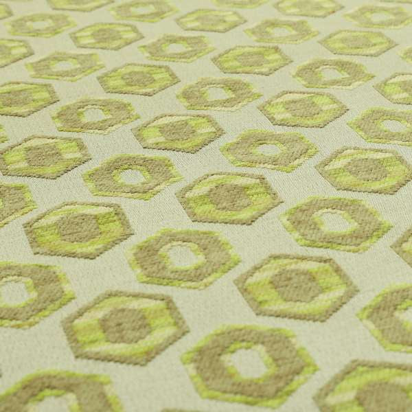 Modern Geometric Hexagon Pattern In Grey Green Colour Chenille Upholstery Fabric JO-723 - Made To Measure Curtains