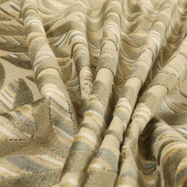 Floral Leaf Pattern In Green Brown Colour Velvet Upholstery Fabric JO-724 - Roman Blinds