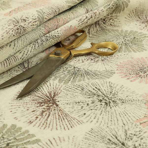 Blossom Floral Pink Grey Chenille Jacquard Upholstery Fabric JO-725 - Roman Blinds