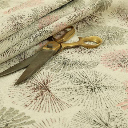 Blossom Floral Pink Grey Chenille Jacquard Upholstery Fabric JO-725 - Made To Measure Curtains