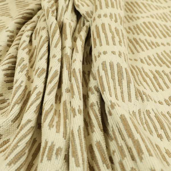 Cream Brown Colour Modern Vertical Wave Pattern Chenille Upholstery Fabric JO-726