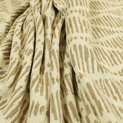 Cream Brown Colour Modern Vertical Wave Pattern Chenille Upholstery Fabric JO-726 - Made To Measure Curtains