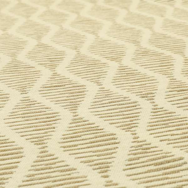 Cream Brown Colour Modern Vertical Wave Pattern Chenille Upholstery Fabric JO-726 - Made To Measure Curtains