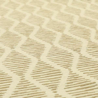 Cream Brown Colour Modern Vertical Wave Pattern Chenille Upholstery Fabric JO-726 - Made To Measure Curtains