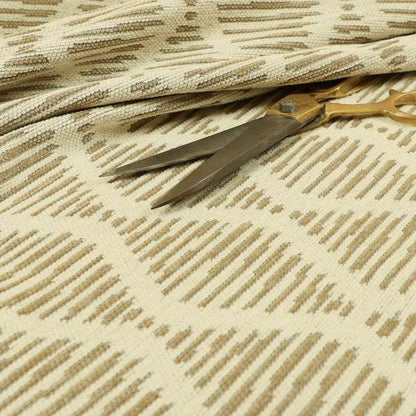 Cream Brown Colour Modern Vertical Wave Pattern Chenille Upholstery Fabric JO-726 - Roman Blinds