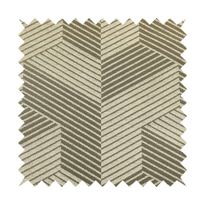 3D Effect Modern Geometric Pattern Cream Silver Shine Upholstery Fabric JO-727