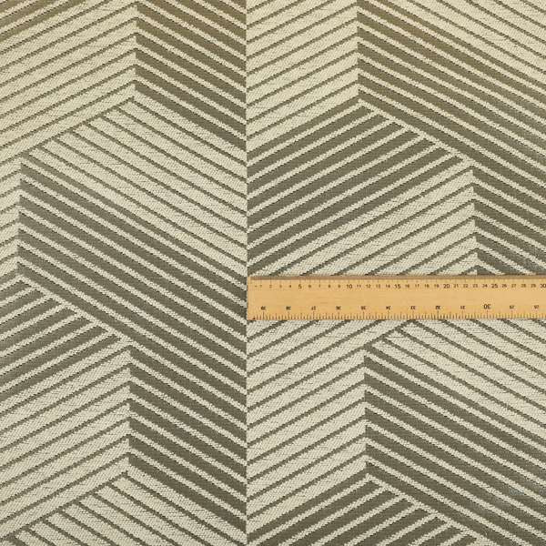 3D Effect Modern Geometric Pattern Cream Silver Shine Upholstery Fabric JO-727