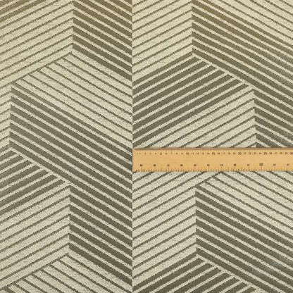 3D Effect Modern Geometric Pattern Cream Silver Shine Upholstery Fabric JO-727 - Handmade Cushions