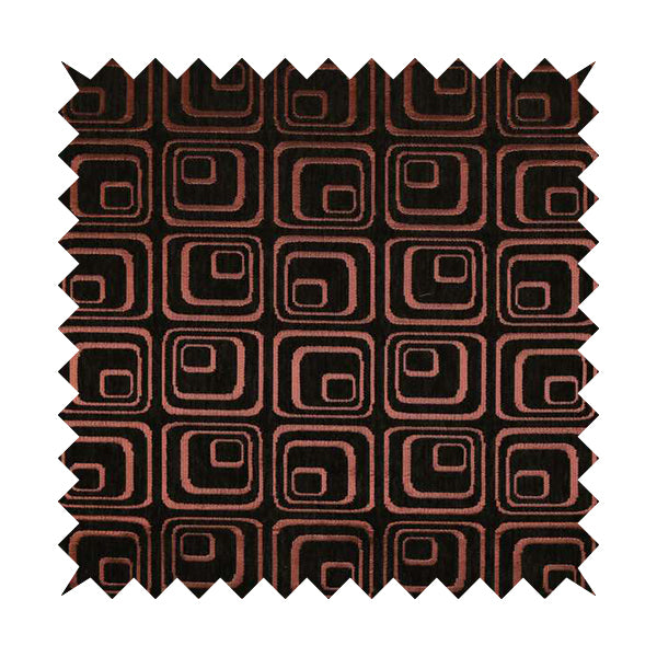 Vegas Brown Bronze Shine Effect Geometric Square Pattern Soft Chenille Upholstery Fabric JO-73 - Roman Blinds