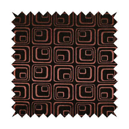 Vegas Brown Bronze Shine Effect Geometric Square Pattern Soft Chenille Upholstery Fabric JO-73 - Roman Blinds