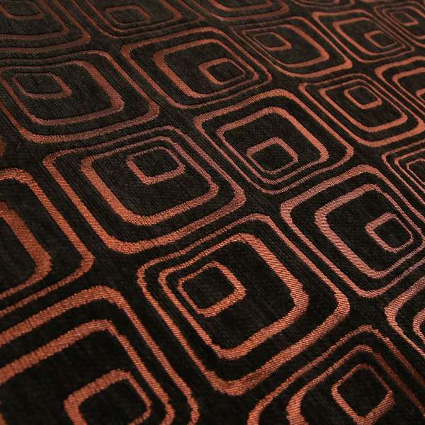 Vegas Brown Bronze Shine Effect Geometric Square Pattern Soft Chenille Upholstery Fabric JO-73 - Roman Blinds