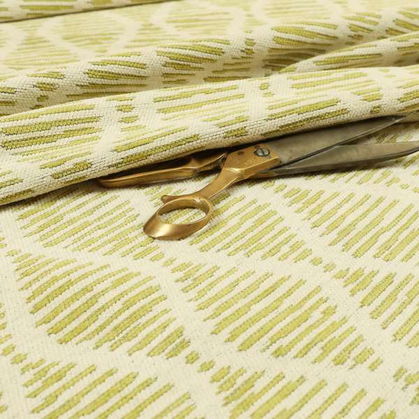 Cream Green Colour Modern Vertical Wave Pattern Chenille Upholstery Fabric JO-734 - Roman Blinds