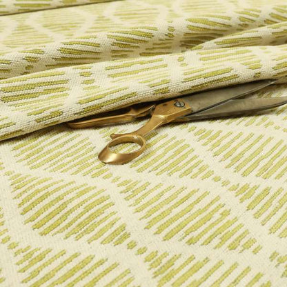 Cream Green Colour Modern Vertical Wave Pattern Chenille Upholstery Fabric JO-734 - Roman Blinds