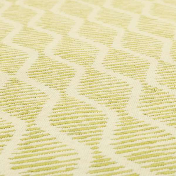 Cream Green Colour Modern Vertical Wave Pattern Chenille Upholstery Fabric JO-734 - Made To Measure Curtains