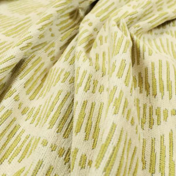 Cream Green Colour Modern Vertical Wave Pattern Chenille Upholstery Fabric JO-734 - Made To Measure Curtains