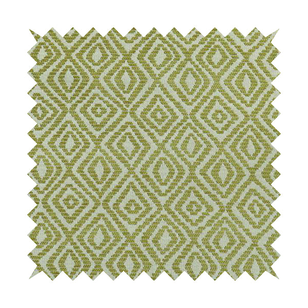 Geometric Diamond Modern Pattern In Green Colour Chenille Upholstery Fabric JO-735 - Handmade Cushions