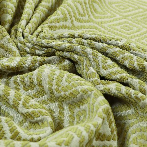 Geometric Diamond Modern Pattern In Green Colour Chenille Upholstery Fabric JO-735 - Roman Blinds