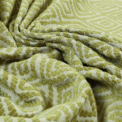 Geometric Diamond Modern Pattern In Green Colour Chenille Upholstery Fabric JO-735 - Made To Measure Curtains