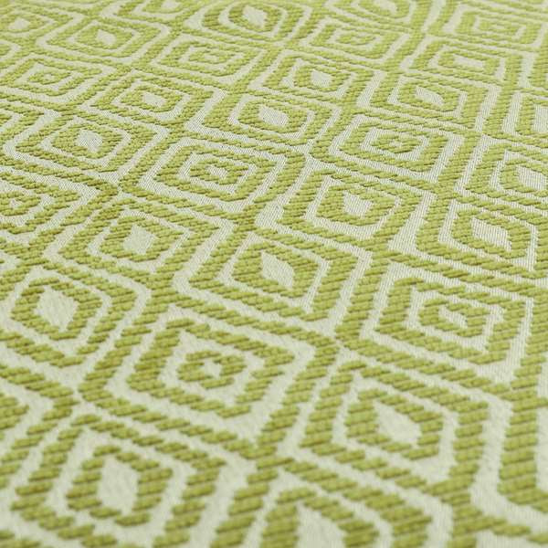 Geometric Diamond Modern Pattern In Green Colour Chenille Upholstery Fabric JO-735 - Roman Blinds