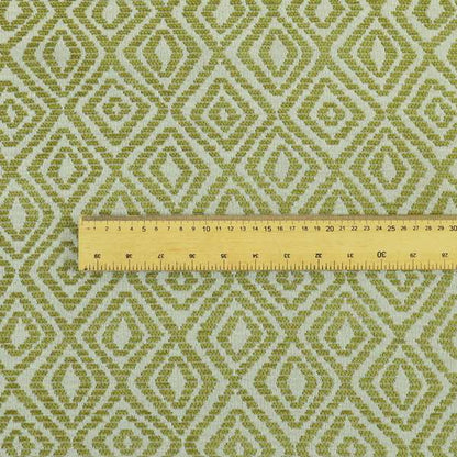 Geometric Diamond Modern Pattern In Green Colour Chenille Upholstery Fabric JO-735 - Made To Measure Curtains