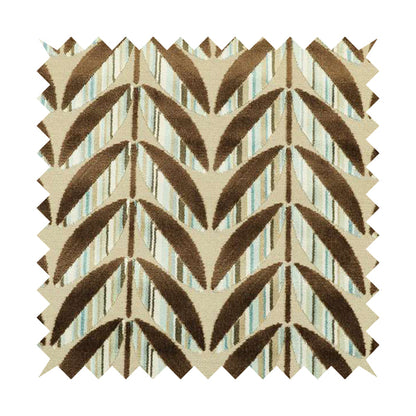 Leaf Floral Theme Pattern In Blue Brown Colour Velvet Upholstery Fabric JO-736 - Roman Blinds