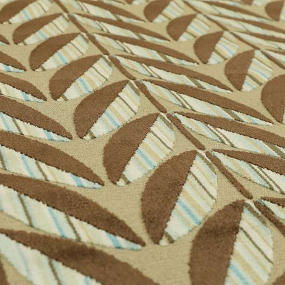 Leaf Floral Theme Pattern In Blue Brown Colour Velvet Upholstery Fabric JO-736 - Roman Blinds