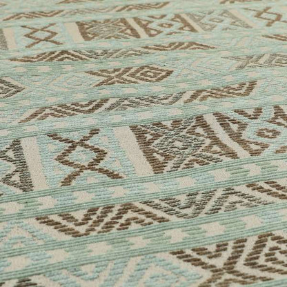 Tribal Aztec Pattern Blue Brown Chenille Upholstery Fabric JO-738 - Roman Blinds