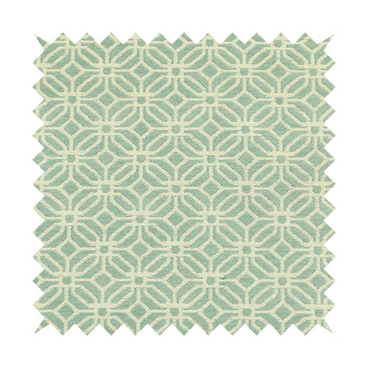 Cream Blue Colour Modern Small Tile Geometric Pattern Chenille Upholstery Fabric JO-739 - Roman Blinds