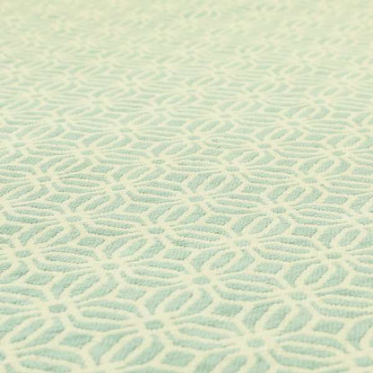 Cream Blue Colour Modern Small Tile Geometric Pattern Chenille Upholstery Fabric JO-739 - Roman Blinds