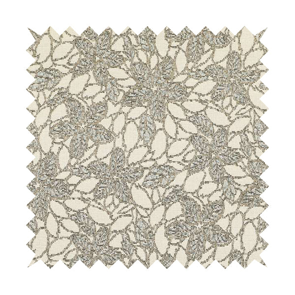 Outlined Floral Theme Pattern In Grey Colour Chenille Jacquard Furniture Fabric JO-741 - Roman Blinds