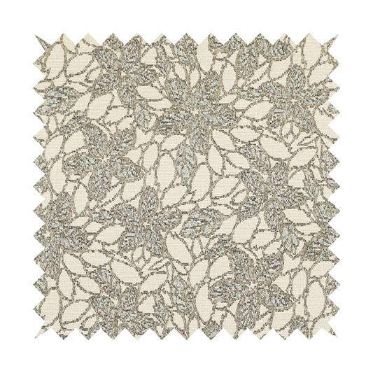 Outlined Floral Theme Pattern In Grey Colour Chenille Jacquard Furniture Fabric JO-741