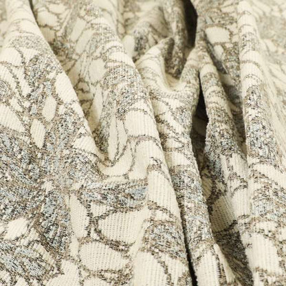 Outlined Floral Theme Pattern In Grey Colour Chenille Jacquard Furniture Fabric JO-741