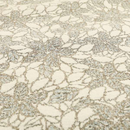 Outlined Floral Theme Pattern In Grey Colour Chenille Jacquard Furniture Fabric JO-741 - Roman Blinds